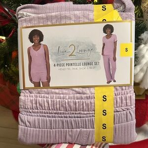 NWT Live 2 Lounge 4-Piece Pointelle Lounge Set Purple Size Small -Unopened Pack